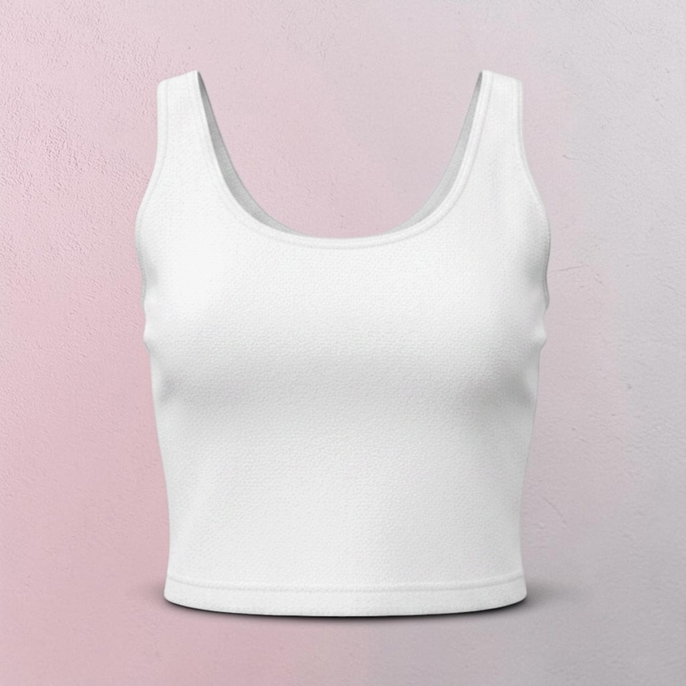 Active Elements White Cropped Tank Top Scoop Neck Stretch  Size L